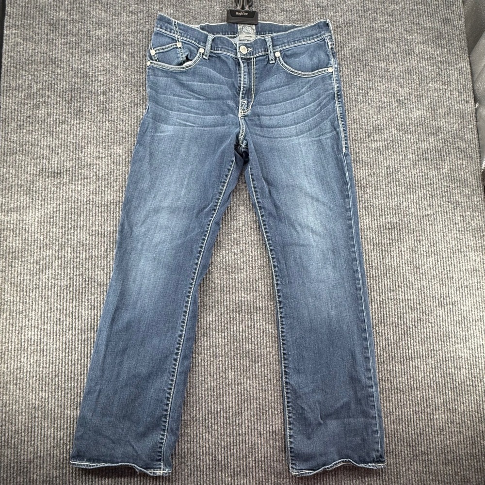 Rock & Republic Jeans Mens 36x32 Blue Good Straight Leg Embroidered Pockets